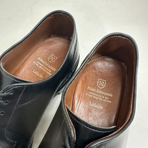 Allen Edmonds LaSalle Split Toe Blucher Dress Shoe Black Calf USA Men's 10 Wide - Picture 9 of 14